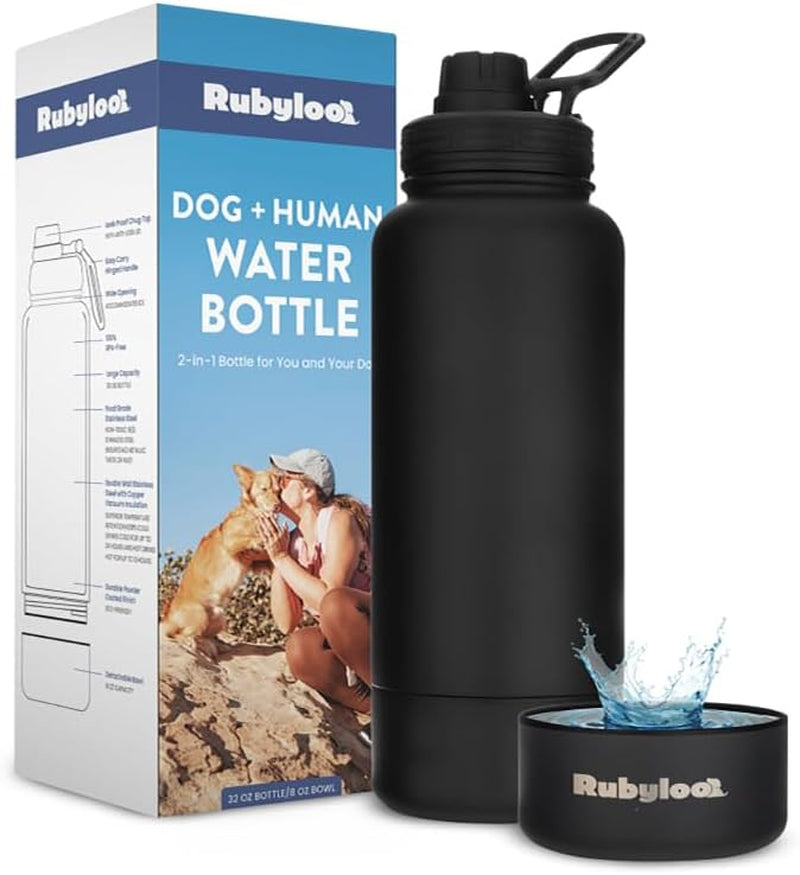 Dog Mom Water Bottle 32oz Insulated Stainless Steel with Dog Bowl Travel